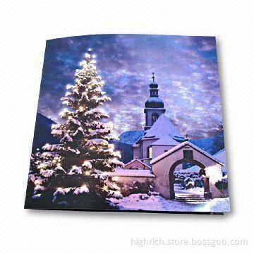 Musical Pre-recorded Greeting Card with OPP Bag Inner Package, Made of 300g White Paper